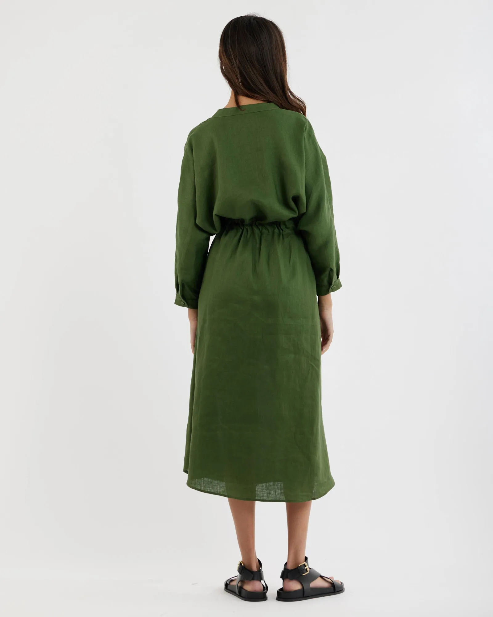 Jade Linen Tunic Dress - Verdant