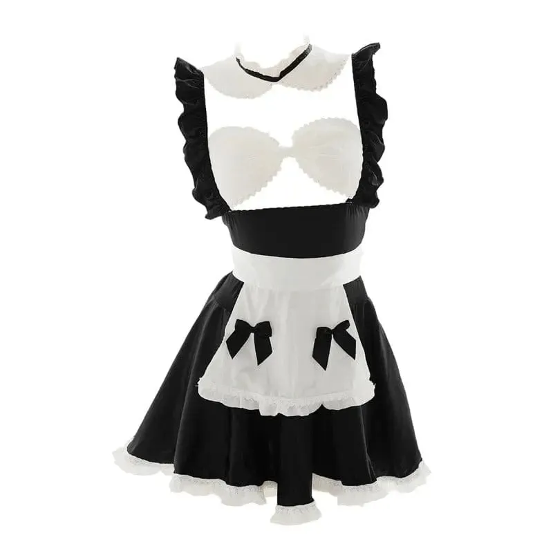 Kfashion Cute Maid Black White DressON851