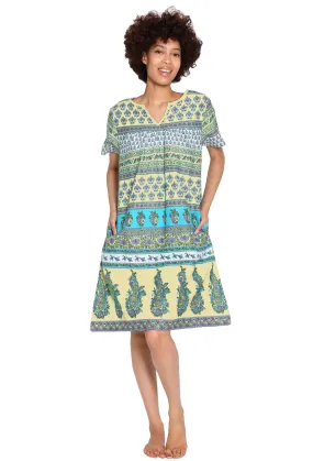 La Cera 100% Cotton Mixed Paisley Printed Dress