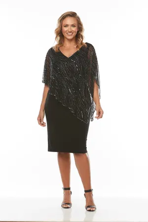 Layla Jones / Jesse Harper LJ0092/JH0130 - Knit Dress w Beaded Cape