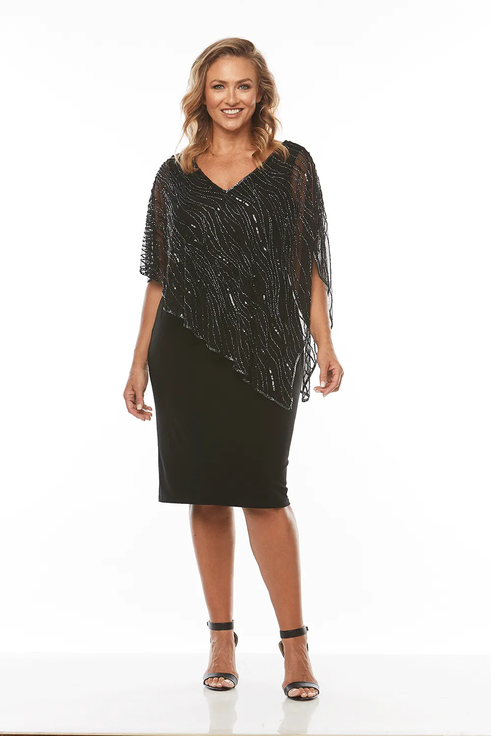 Layla Jones / Jesse Harper LJ0092/JH0130 - Knit Dress w Beaded Cape