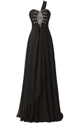 Long Chiffon A-line Beading Bridesmaid Dress Prom Gown