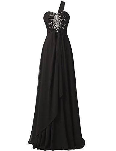 Long Chiffon A-line Beading Bridesmaid Dress Prom Gown