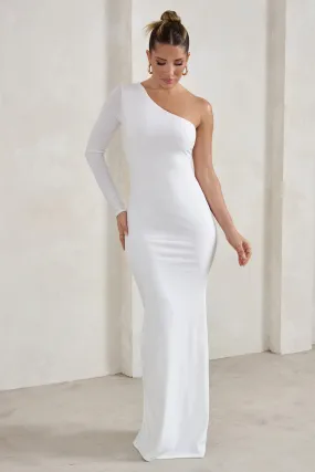 Melanie | White One Shoulder Split Maxi Dress