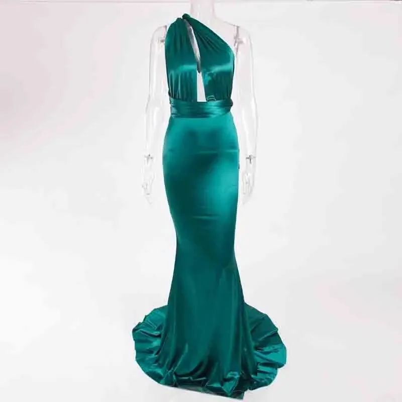 Mermaid Satin Floor Length Bodycon Backless Maxi Dress