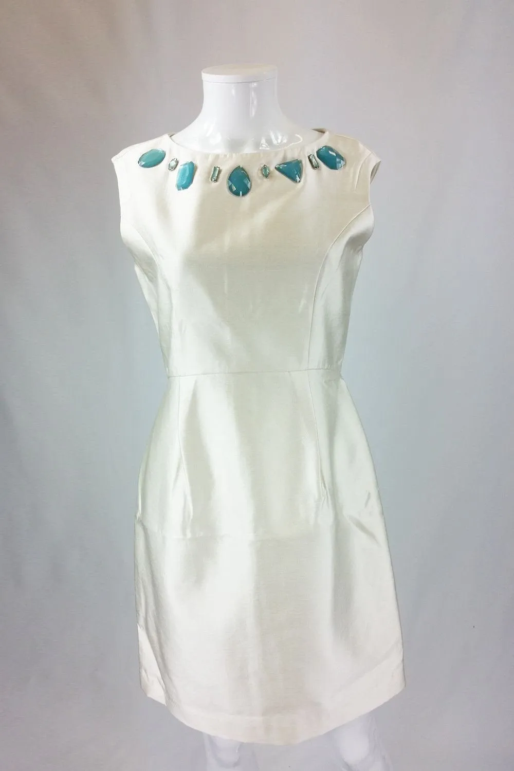 MISS SIXTY Ivory Embellished Sleeveless Shift Dress (M)