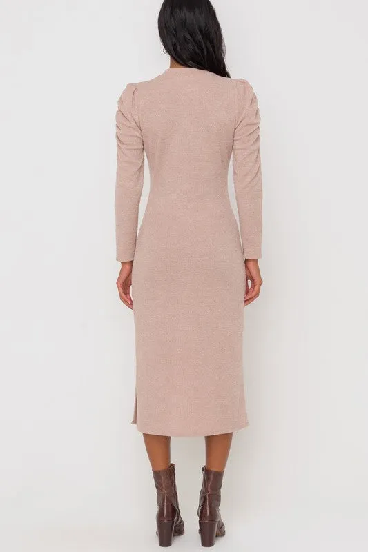 Molly Midi Dress in Beige