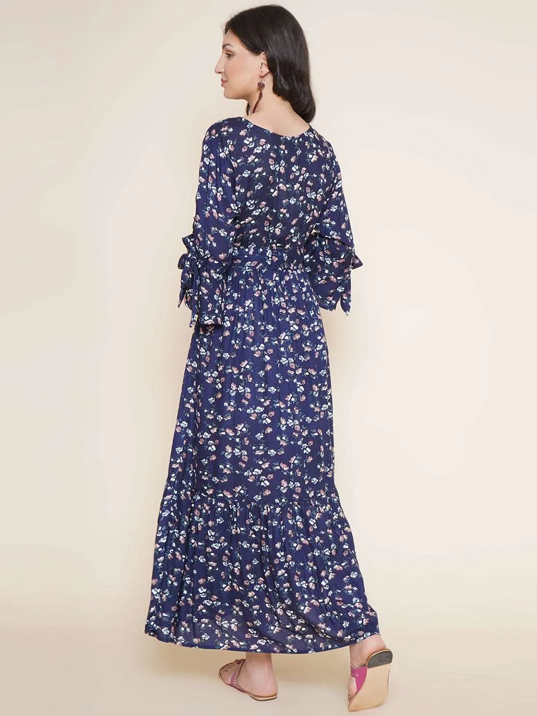 Navy Blue Maternity and Nursing Maxi Dress