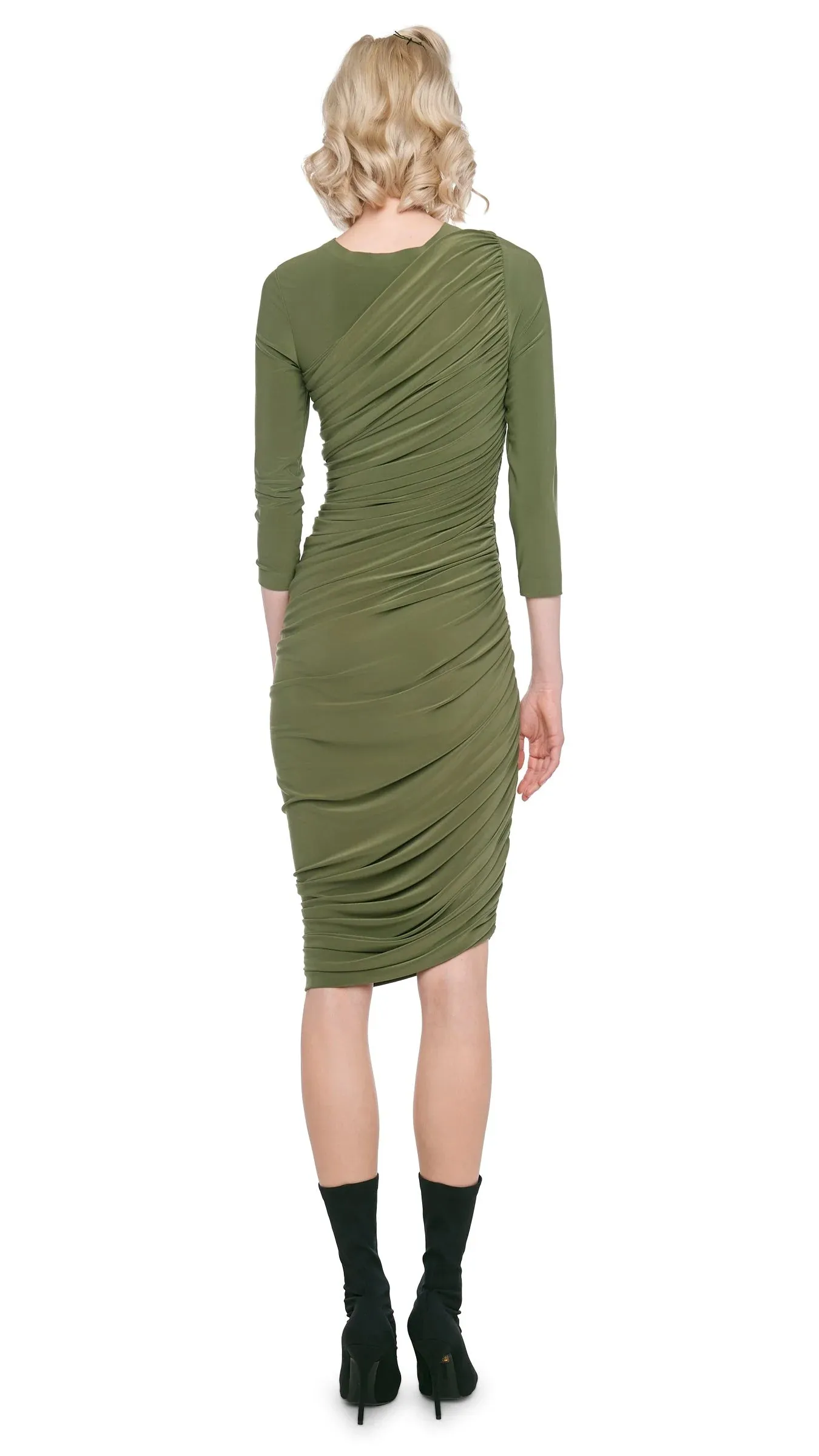 Norma Kamali LONG SLEEVE DIANA DRESS  MILITARY Green