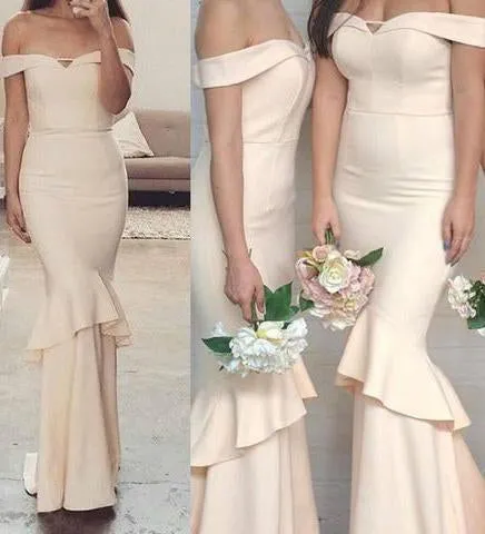 Off-the-Shoulder Sweetheart Mermaid Unique Long Bridesmaid Dresses