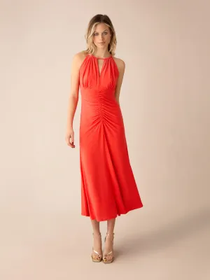 Orange Halterneck Midi Dress