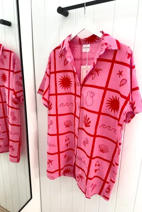 Palm Beach Shirt Dress, Pink