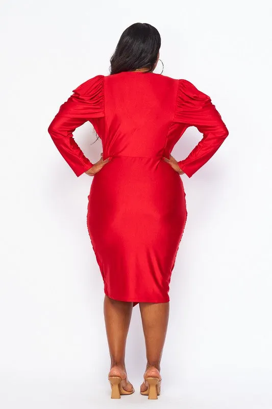 Red-On Point V-Neck Dress