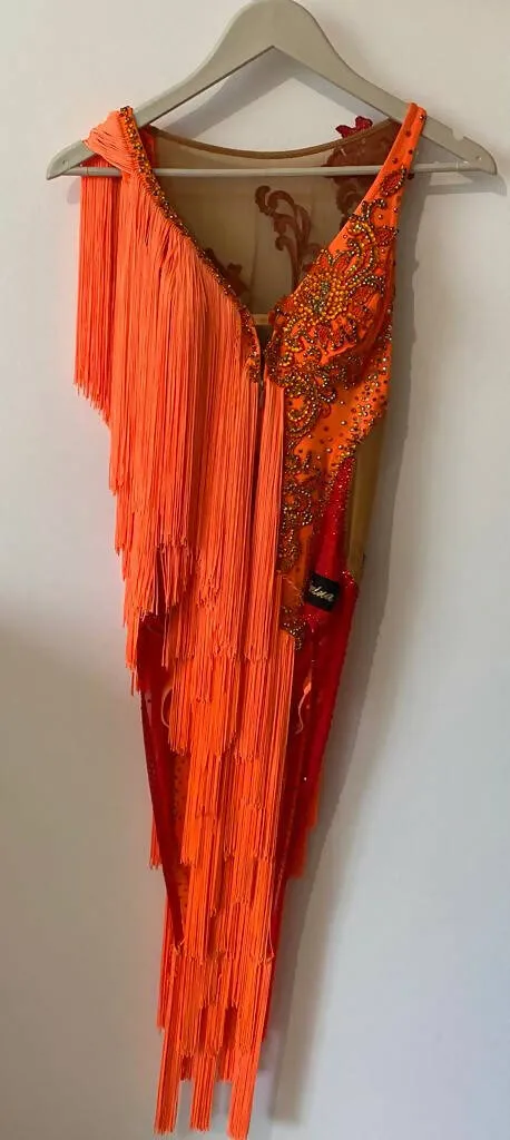 Red, Orange & Gold Latin Competition Dress