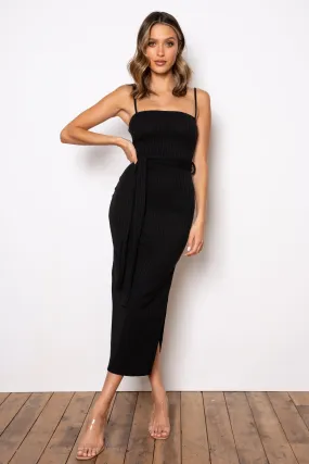 Rib Midi Dress - Black