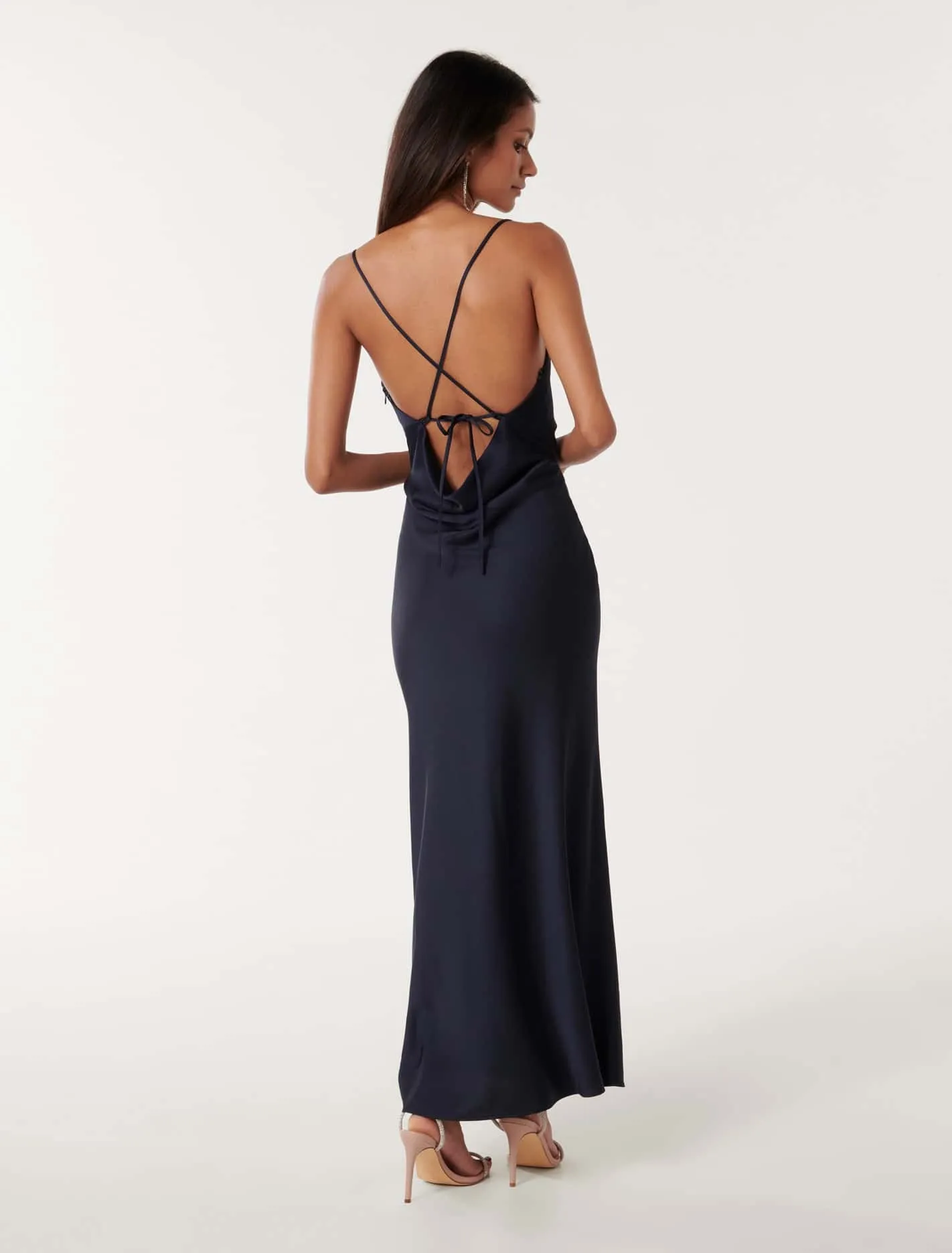 Ruby Petite Tie Back Satin Maxi Dress