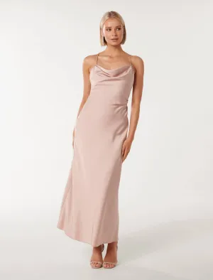 Ruby Petite Tie Back Satin Maxi Dress