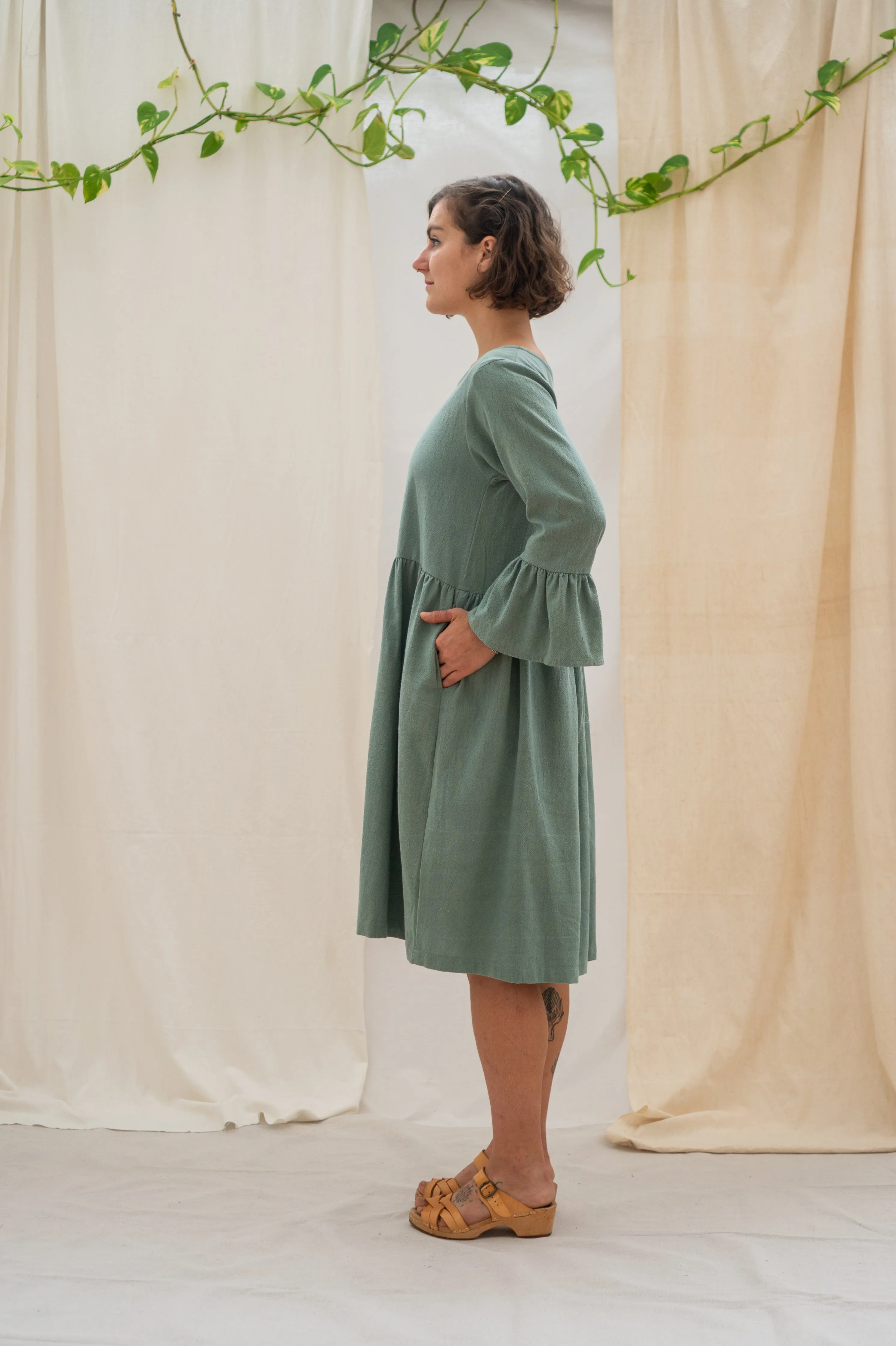 Ruffle Sleeve Dress - Sage