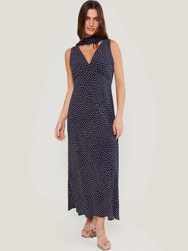 Sandrine Dress in Mini Navy Polka Dot