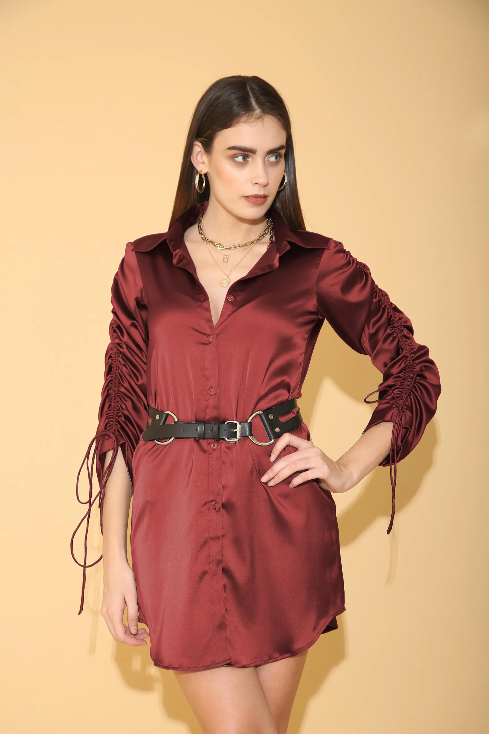 Scarlet Red String Sleeve Dress