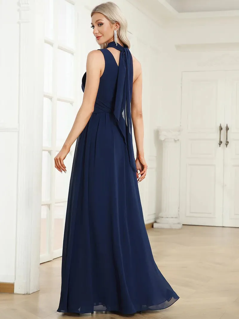 Sexy Asymmetric Shoulder Sleeveless A Line Evening Dresses