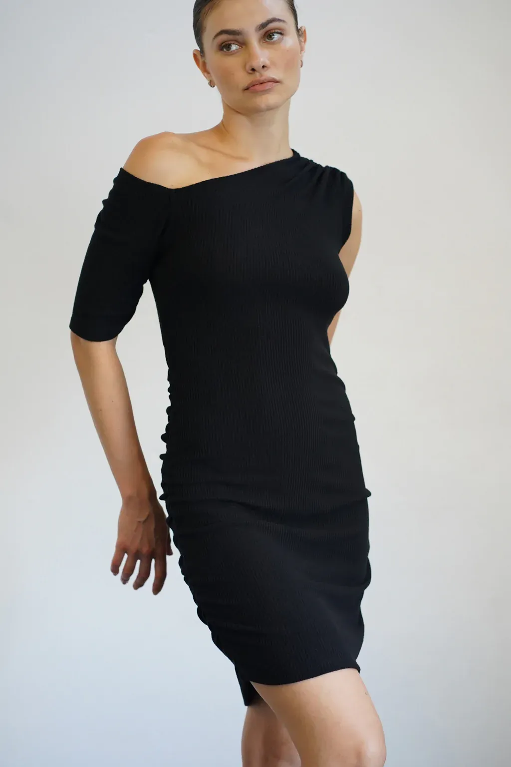 Siana Ruched Sweater Rib Dress