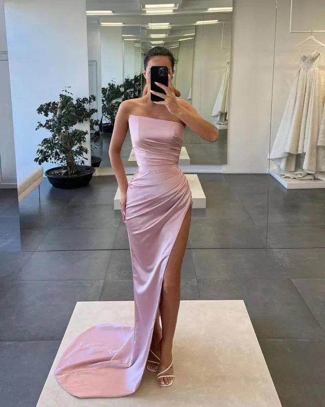 Sleeveless Satin Mermaid Prom Dress with Split