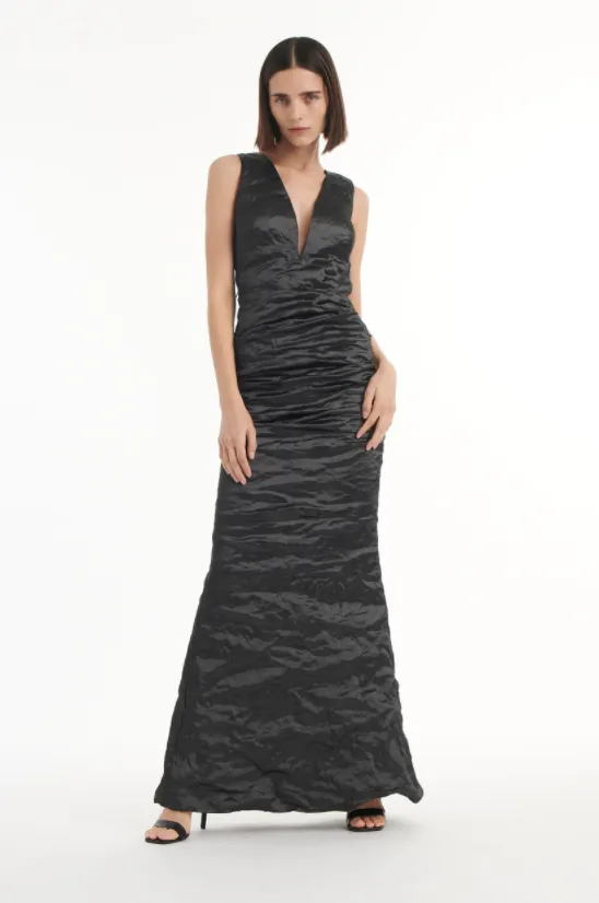 Solid Techno Metal Plunge Gown