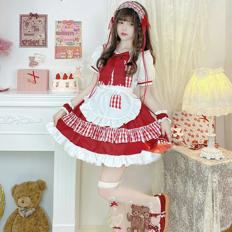 Sweet Red Lolita Cute Princess Maid Dress ON650