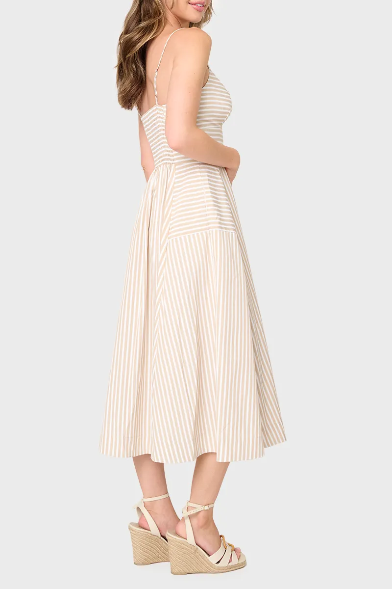 The Amanda Smocked Back Poplin Midi Dress