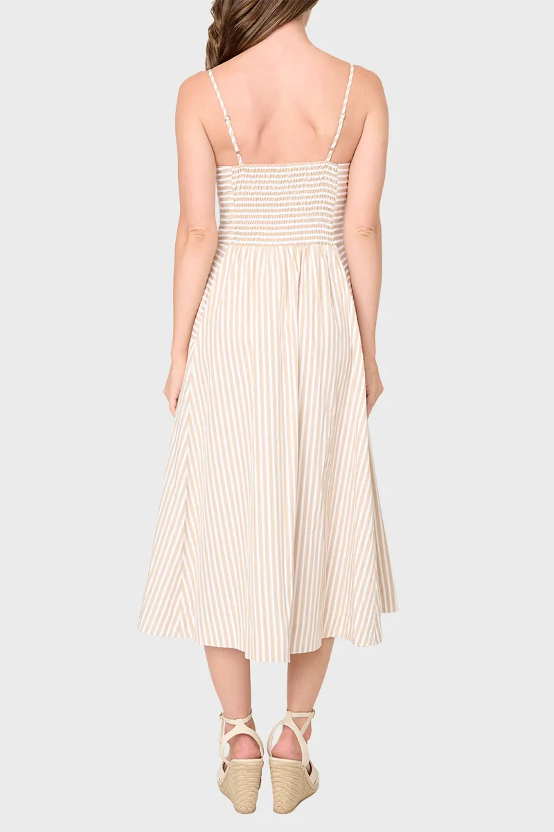 The Amanda Smocked Back Poplin Midi Dress