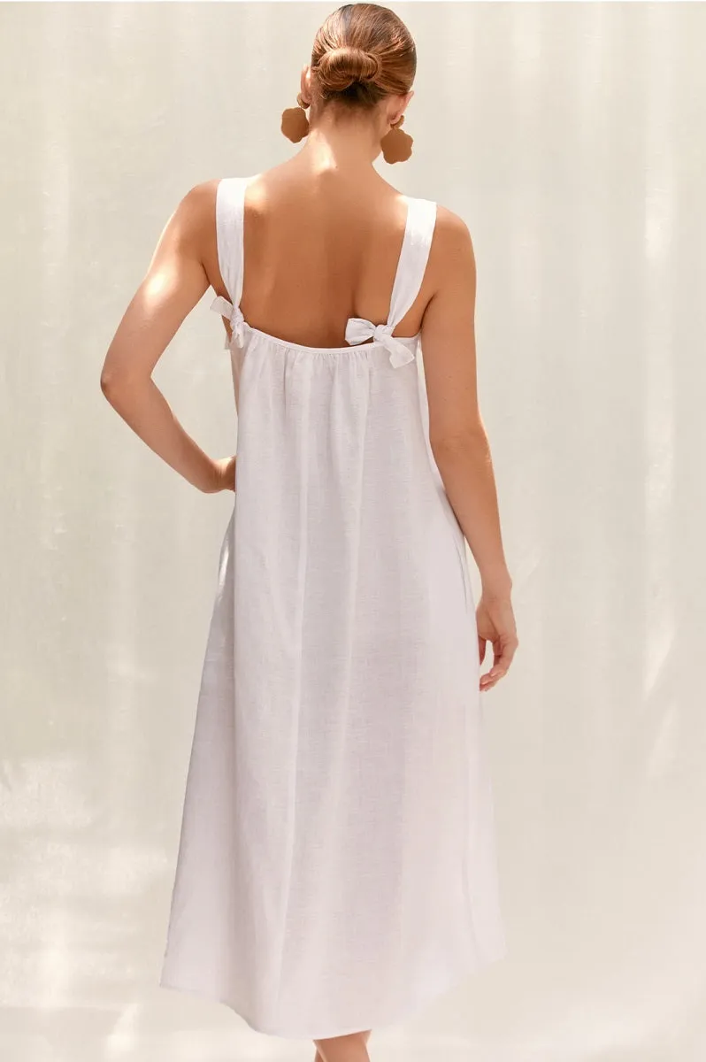 The Bay Linen Dress White