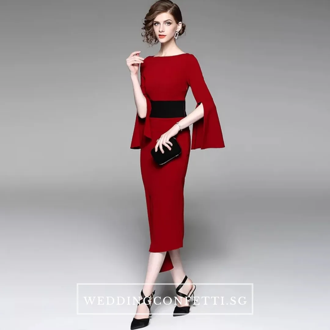 The Bethsda Trumpet Sleeves Red Dress