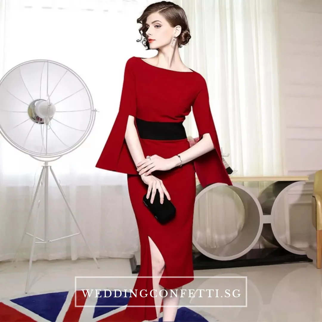 The Bethsda Trumpet Sleeves Red Dress