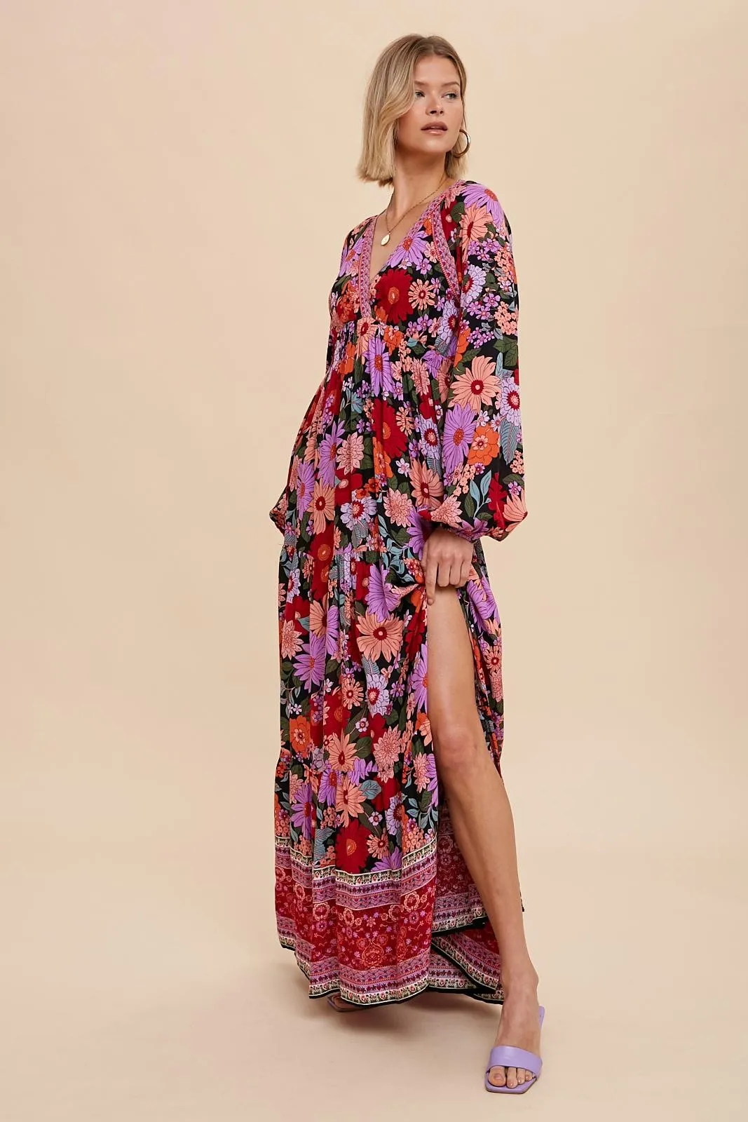 The Gilmore Floral Dress in Black Multi