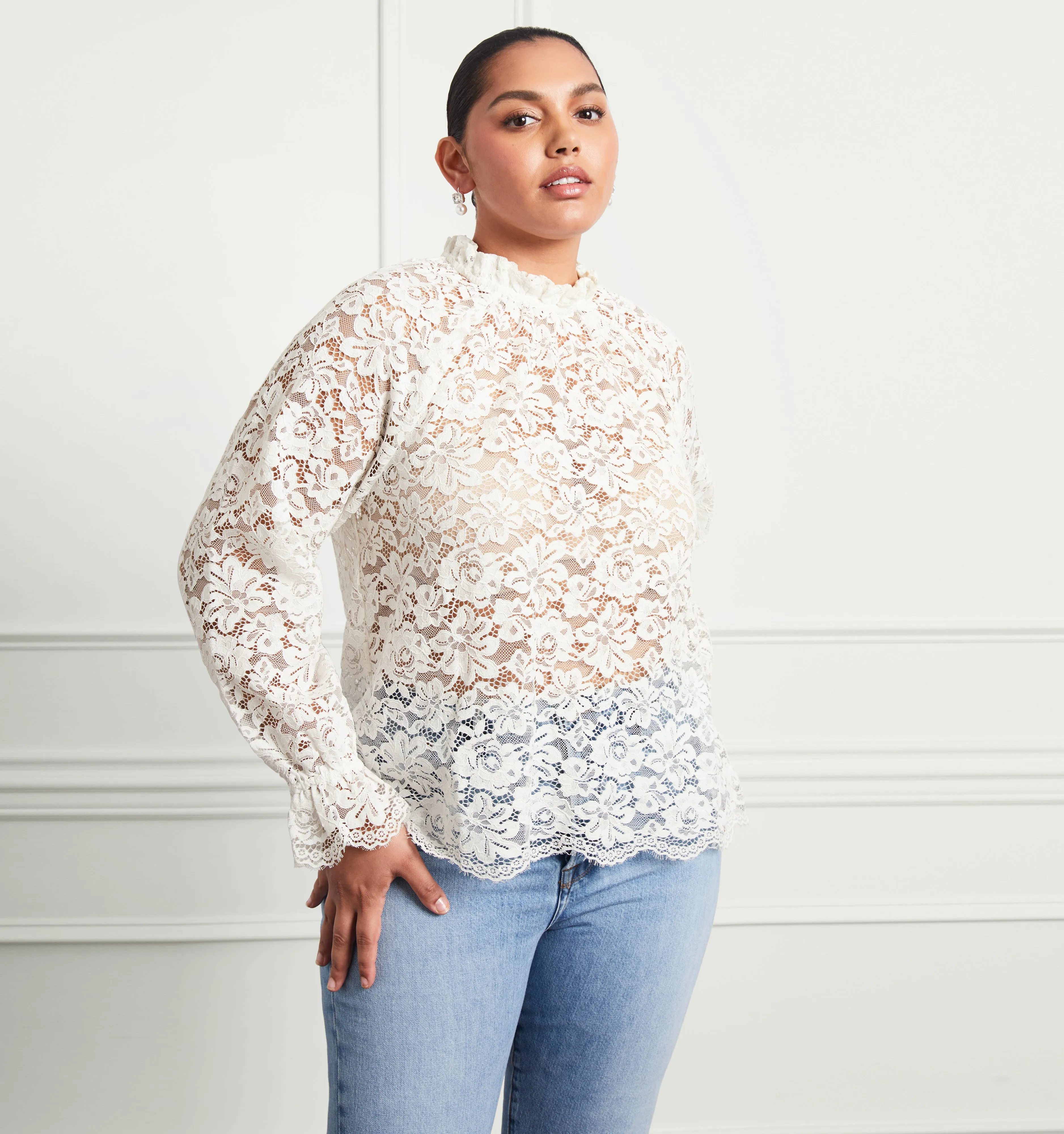 The Millie Top - White Lace