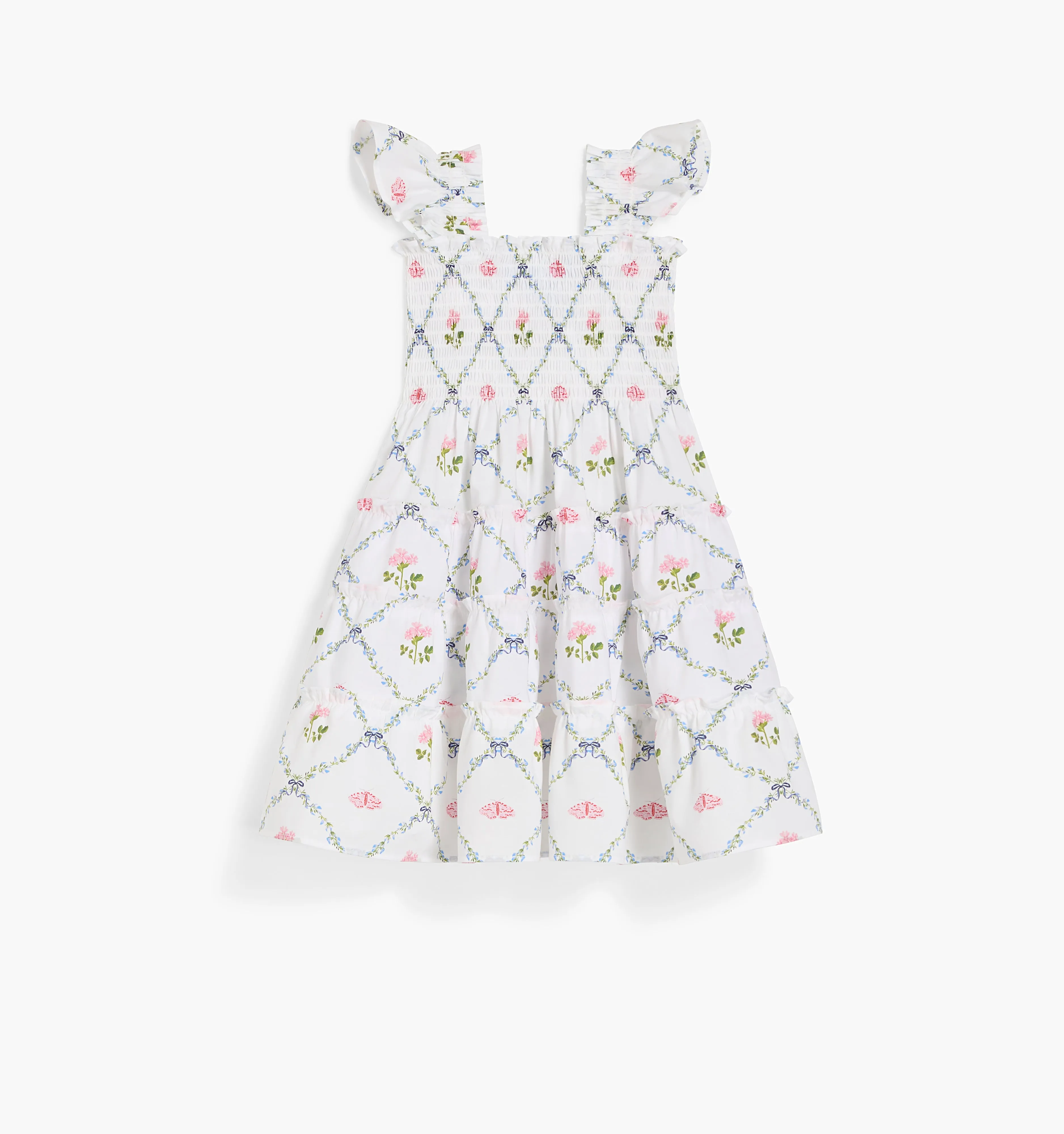 The Tiny Ellie Nap Dress - Butterfly Trellis Cotton Poplin