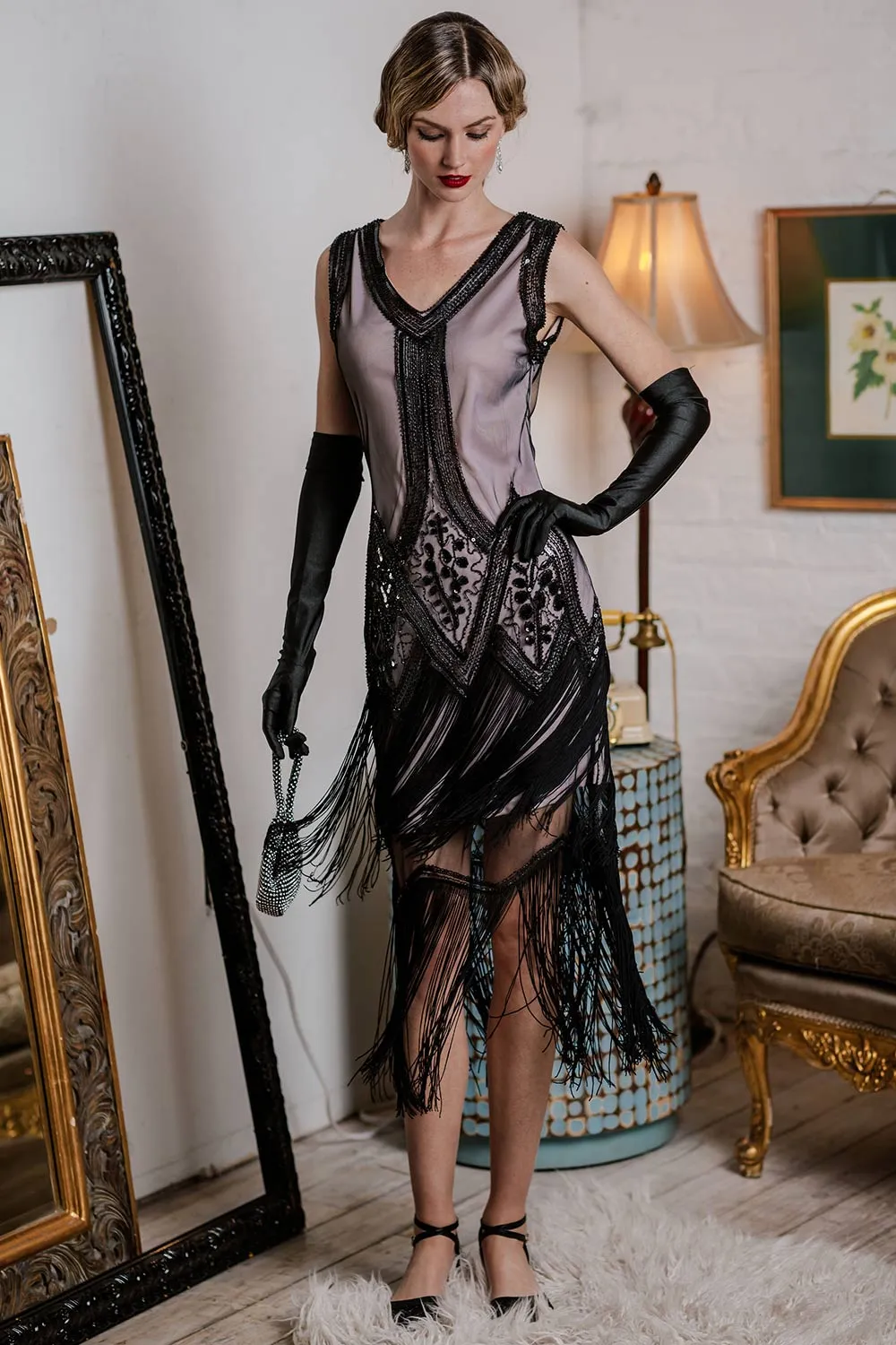 [US Warehouse] 1920s Beaded Fringed Flapper Dress