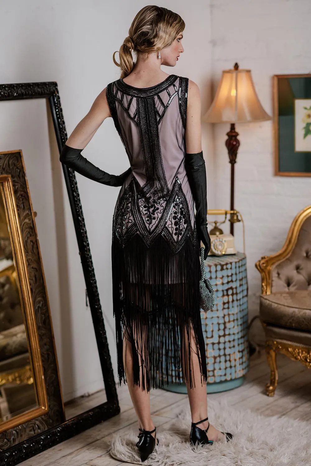 [US Warehouse] 1920s Beaded Fringed Flapper Dress