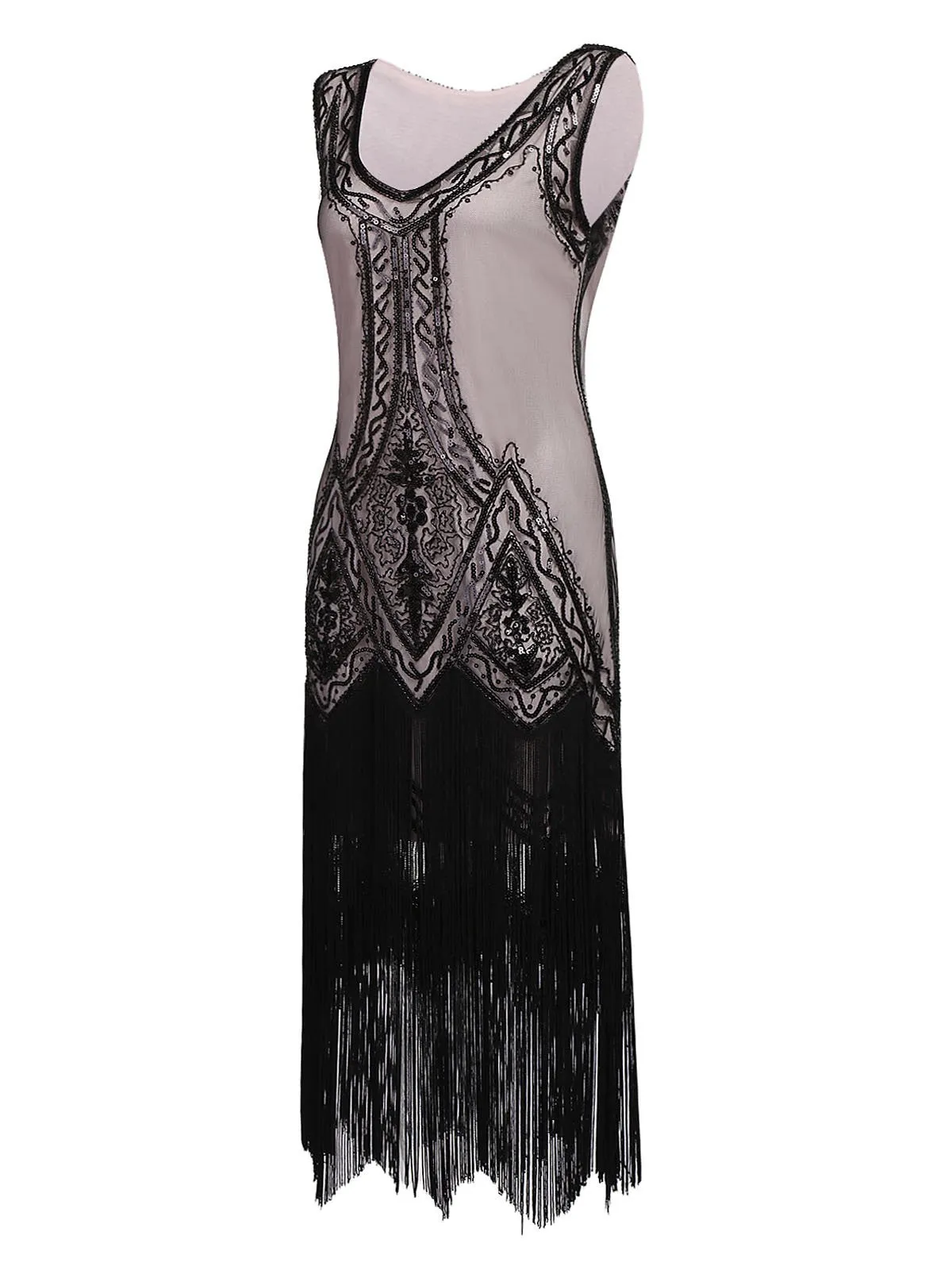 [US Warehouse] 1920s Beaded Fringed Flapper Dress