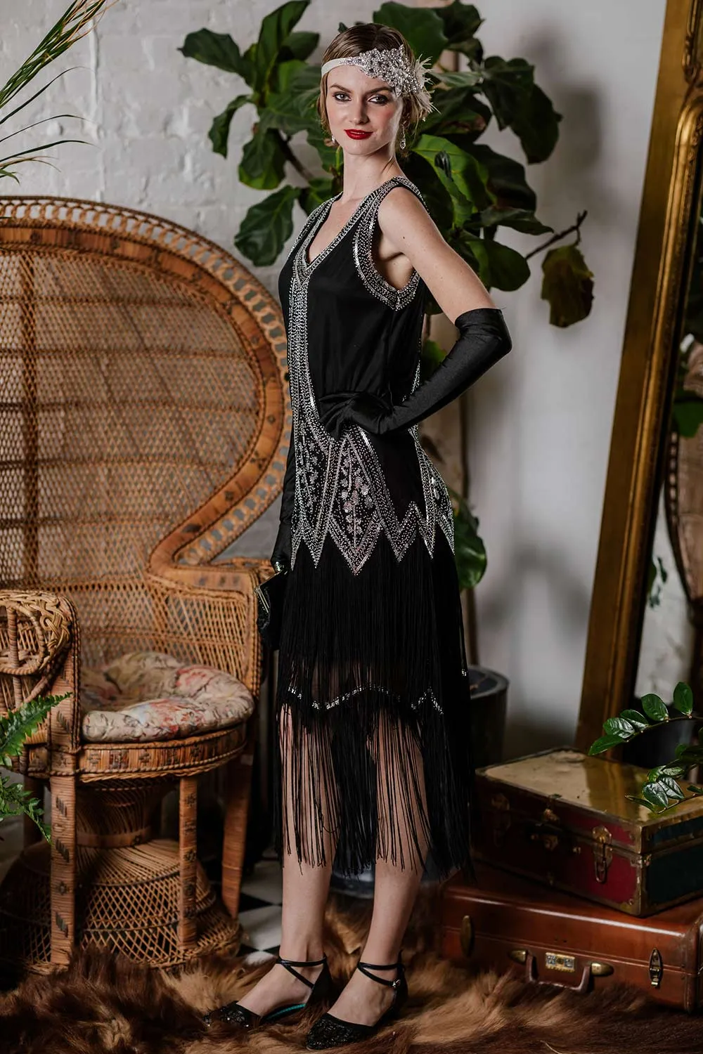 [US Warehouse] 1920s Beaded Fringed Flapper Dress