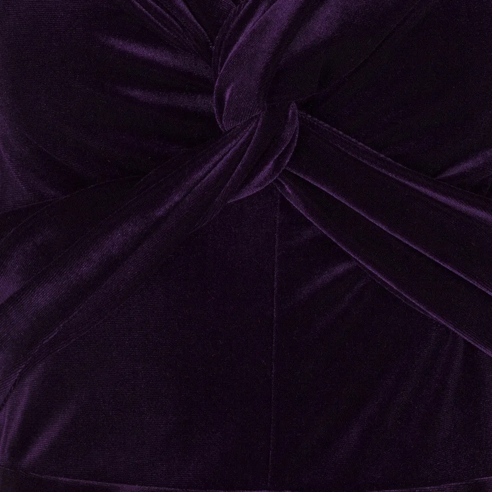 Vintage 1940s Purple Velour Crossover Wiggle Dress