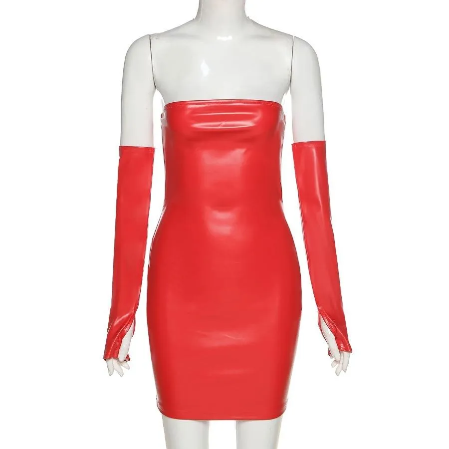 You Got It All PU Leather Dress With Sleeves