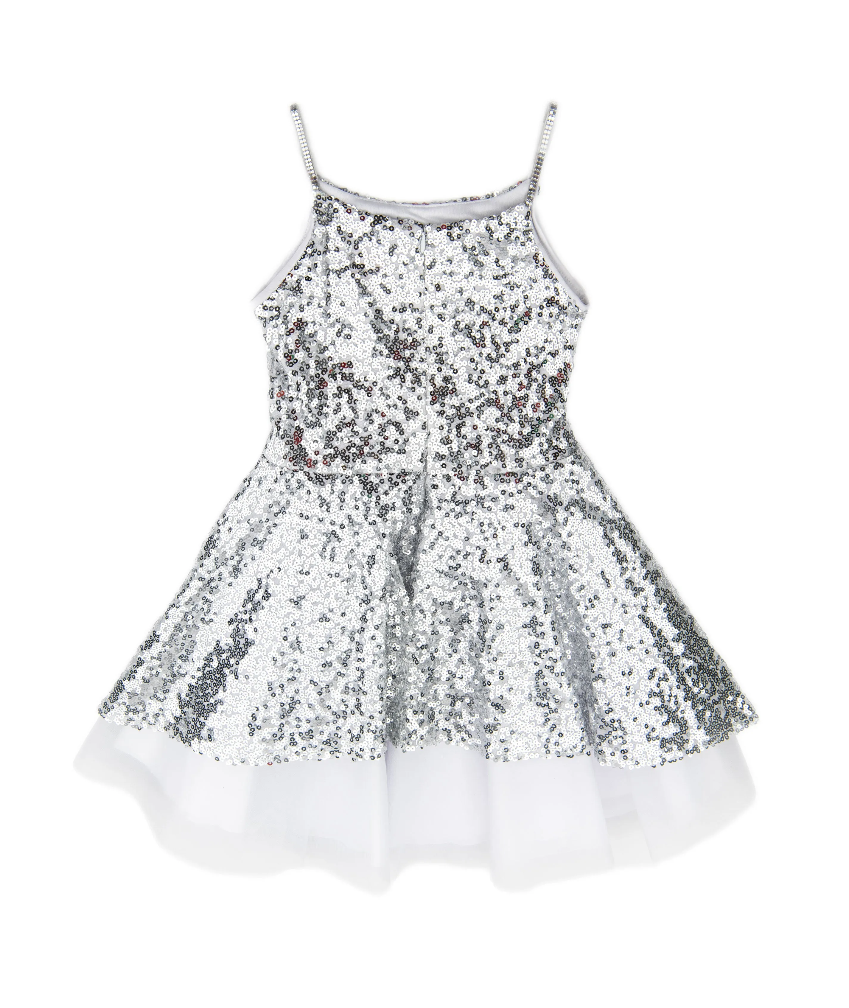 Zoe Ltd. Girls Nancy Silver Sequin Tulle Dress